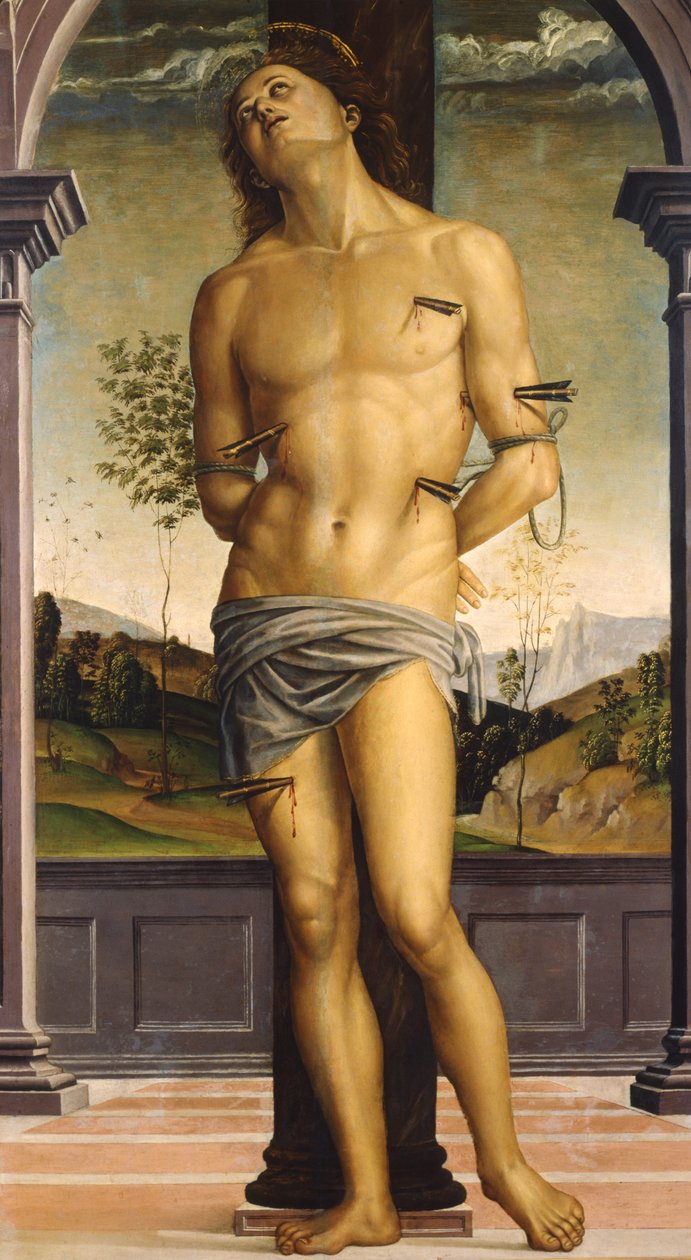 Aziz Sebastian, c.1490 (tahta üzerine yağlı boya) by Pietro Perugino