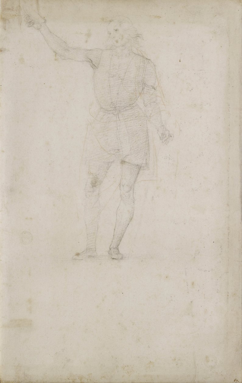 Vaftizci Yahya için çalışma (beyaz kağıt üzerine tebeşir) by Pietro Perugino