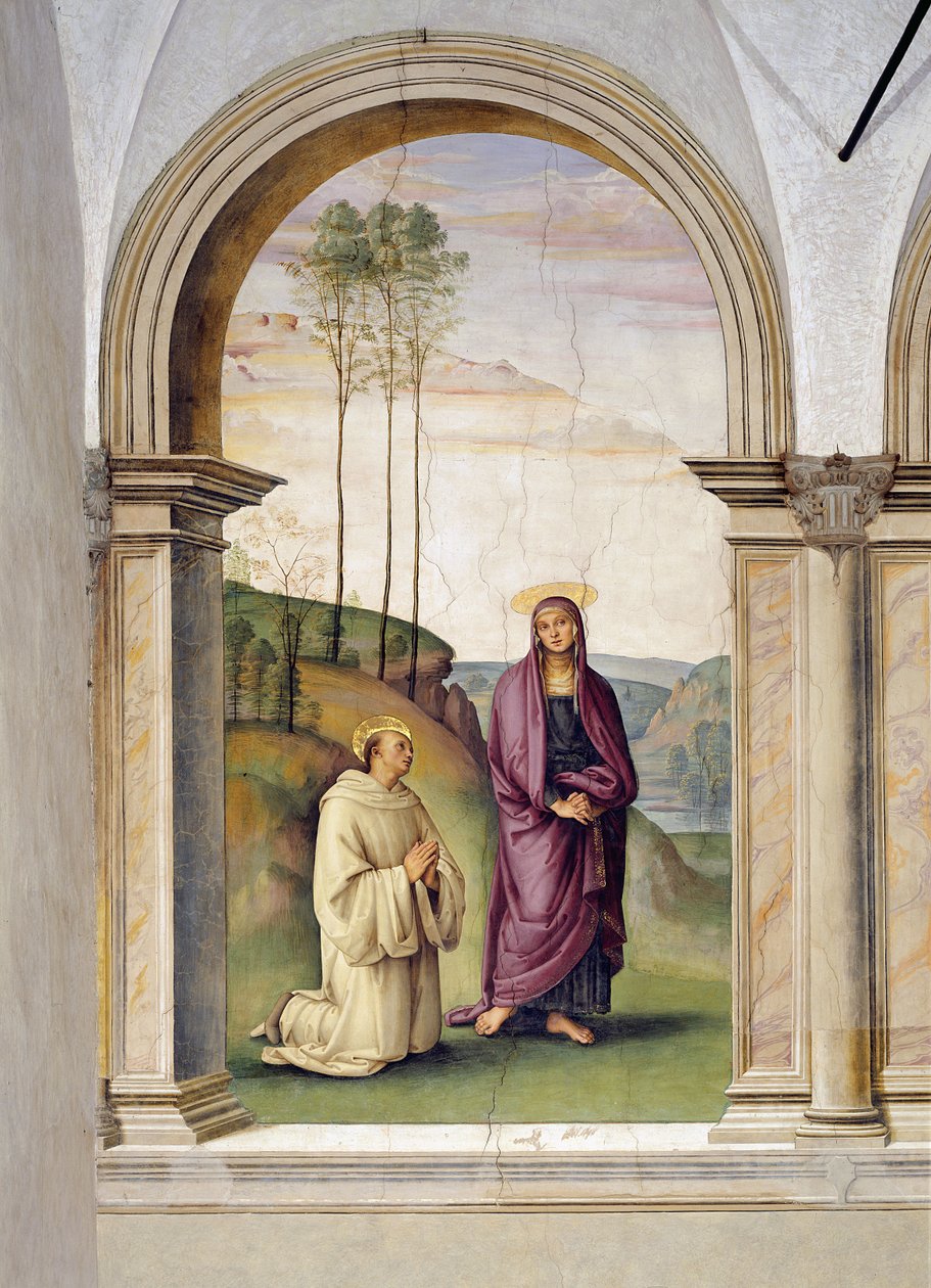 Çarmıha Gerilme, St. Bernard ve Mary Magdalene detayı, 1494-96 230578 fresk detayı by Pietro Perugino