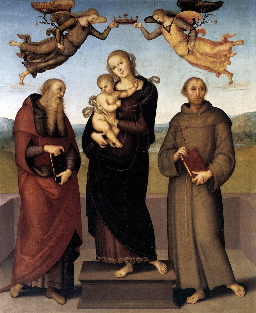 Aziz Jerome ve Aziz Francis ile Loretto Bakiresi, 1507-15 by Pietro Perugino