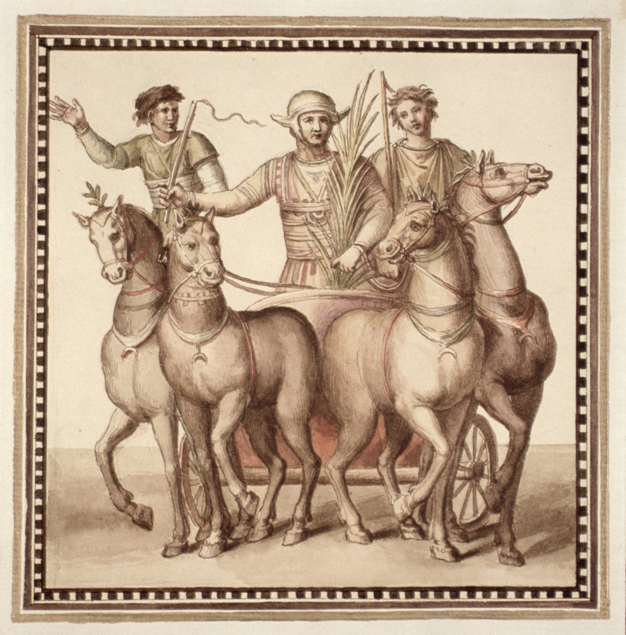 Ms Gen 1496 Plaka CXXII Gladyatörler ve savaş arabası, 1674 by Pietro Santi Bartoli