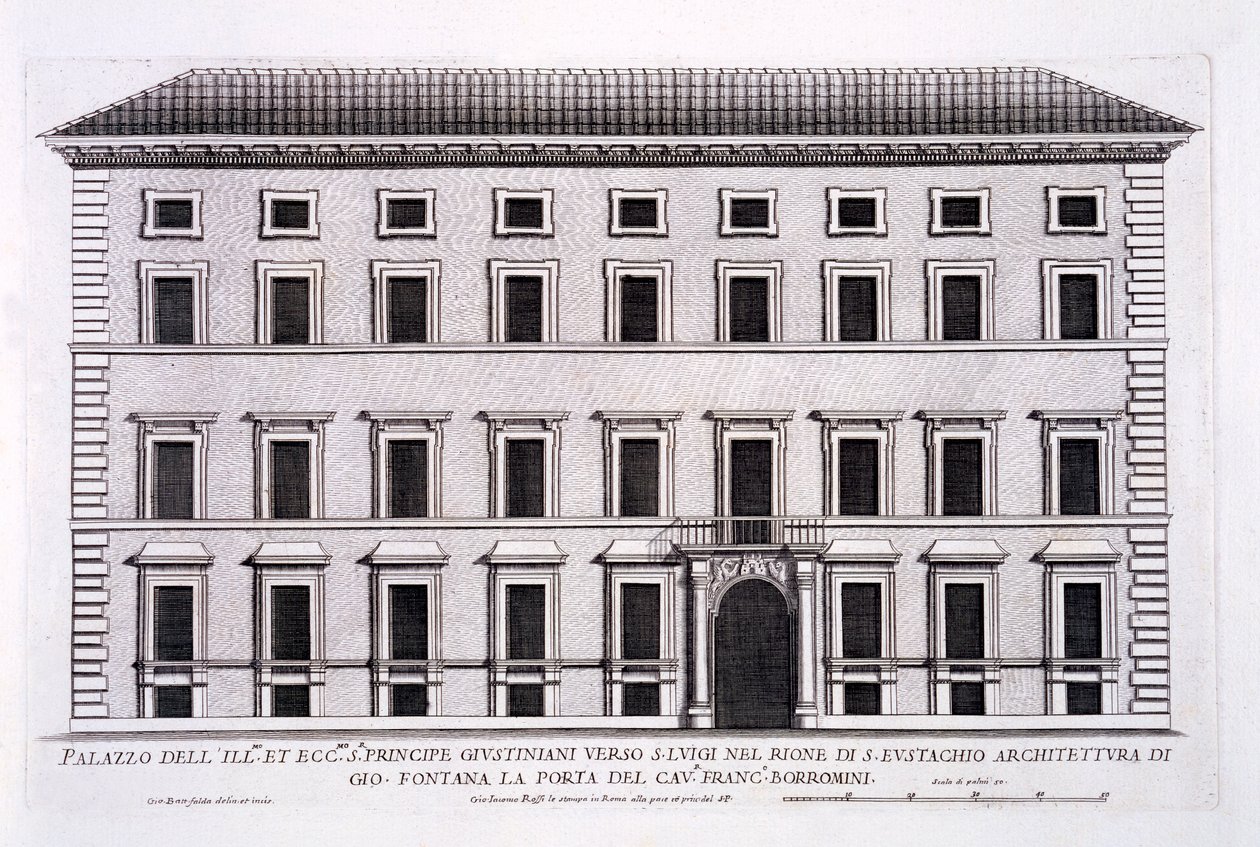 Palazzo Giustiniani, Roma, 'Palazzi di Roma'dan, bölüm II, 1670'lerde yayınlandı by Pietro Ferrerio