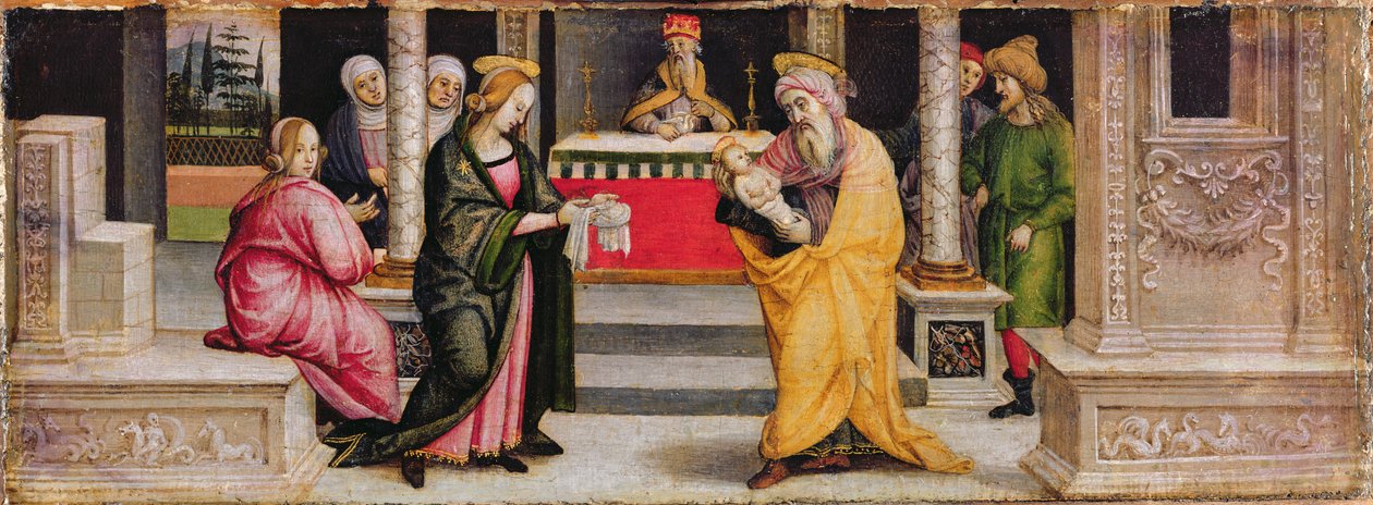 Tapınaktaki Sunum, c.1510 (panelde tempera) by Pietro (follower of) Perugino