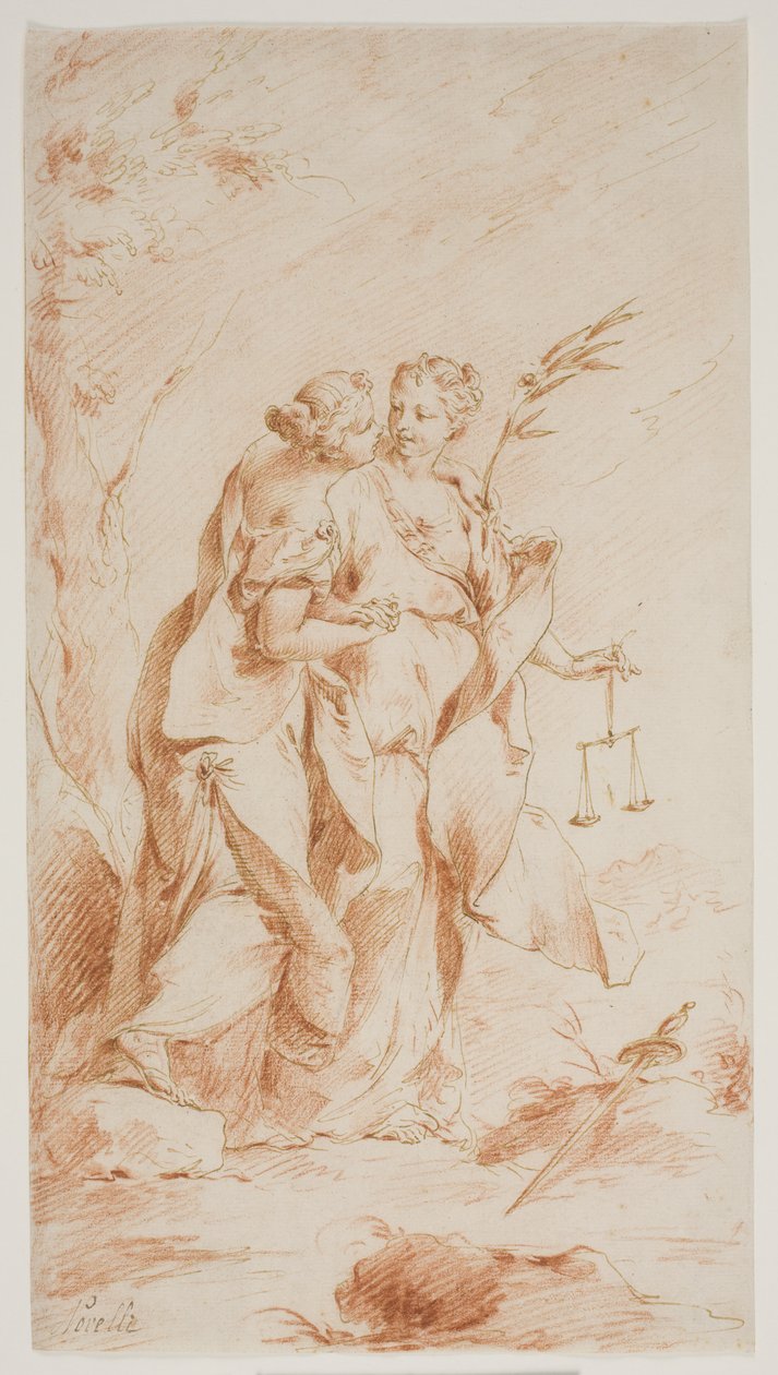 Barış ve Adalet kucaklayan by Pietro Antonio Novelli