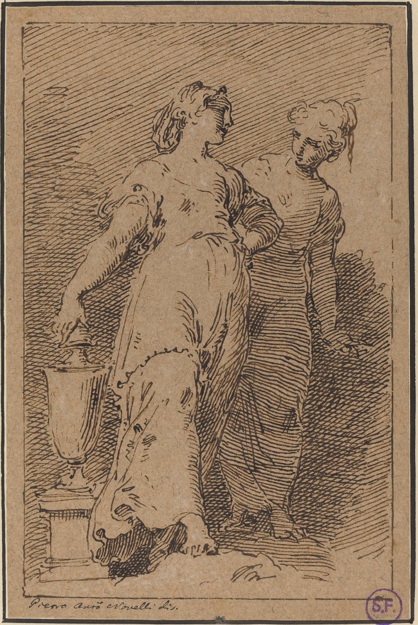 iki genç kadın by Pietro Antonio Novelli
