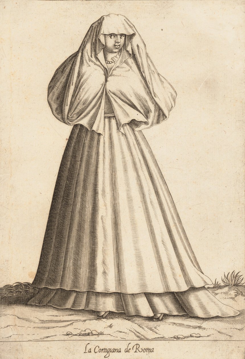 La Cortigiana de Roma Courtesan, yak. 1580. by Pietro Bertelli.