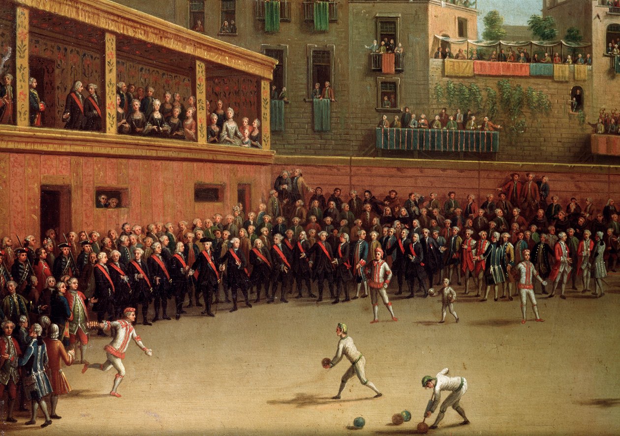 Pietro Fabris (1740-1792) tarafından iç boyamada İtalyan top oyunu by Pietro Fabris