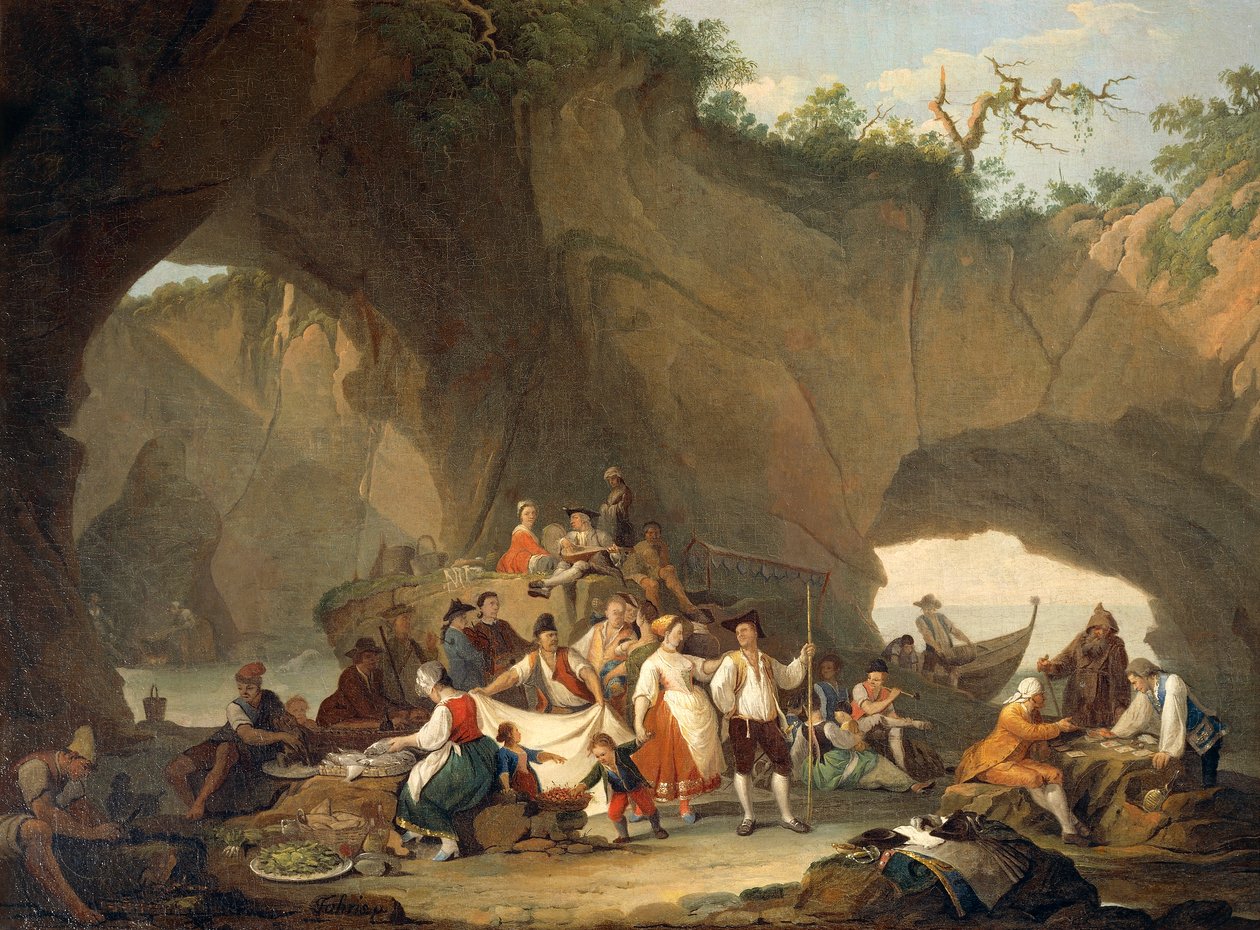 Pietro Fabris tarafından Mağaranın Önünde Öğle Yemeği Yiyen Sıradan İnsanlar by Pietro Fabris