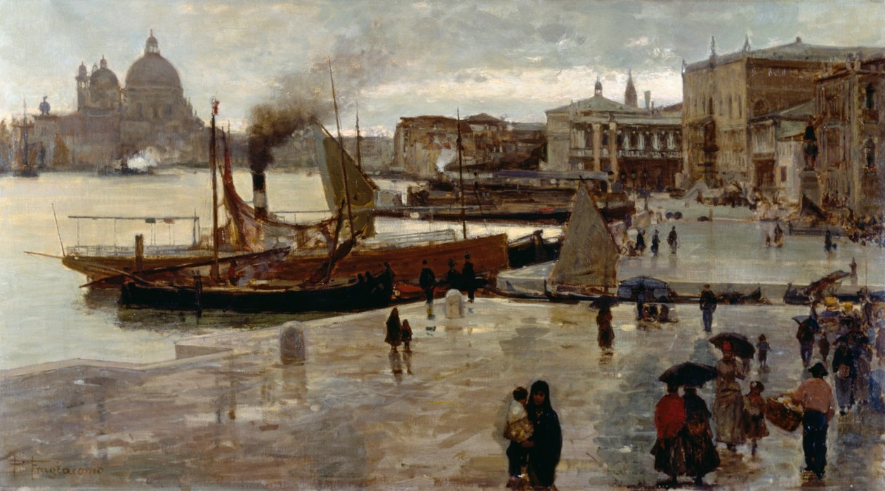 Riva degli Schiavoni (geçit), Pietro Fragiacomo (1856-1922), tuval üzerine yağlı boya, 71x130 cm by Pietro Fragiacomo