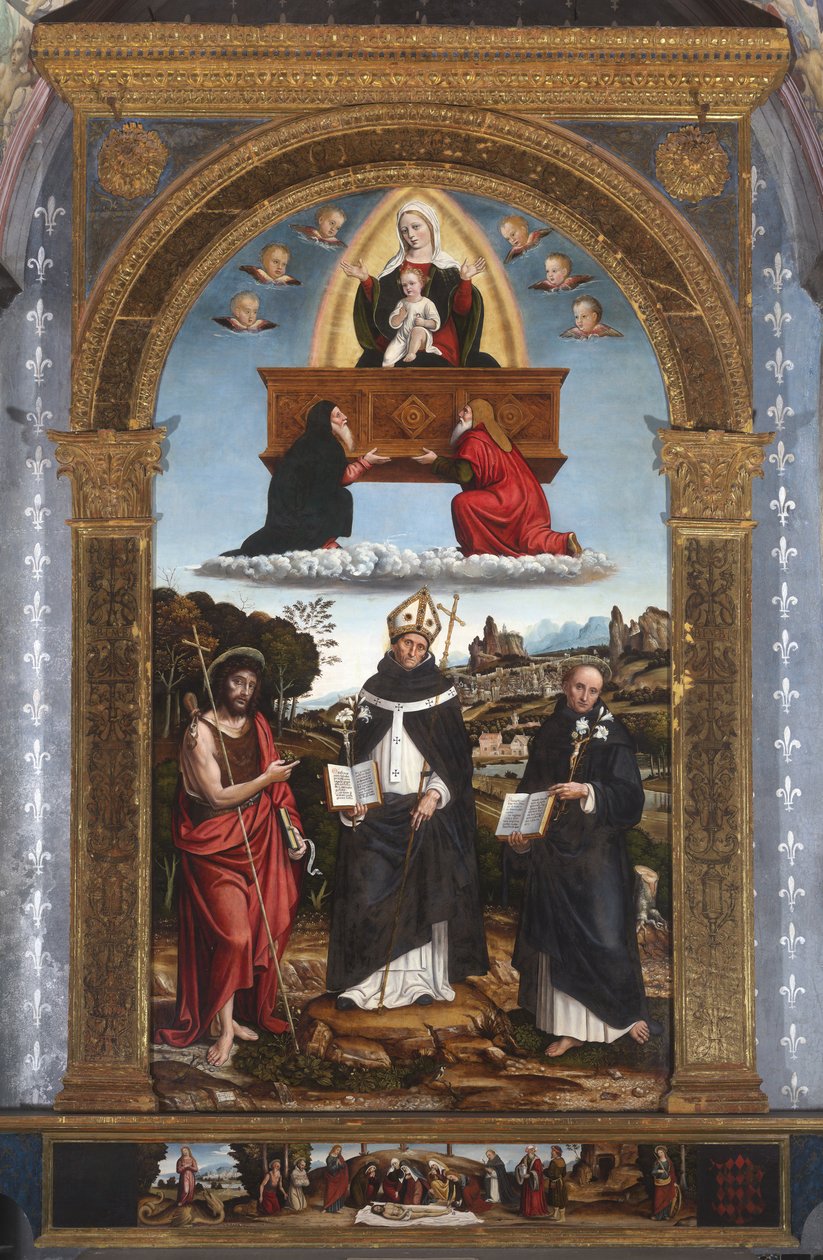 Azizlerle birlikte Madonna Odigitria: Vaftizci Yahya, Floransalı Antonino ve Tolentino
