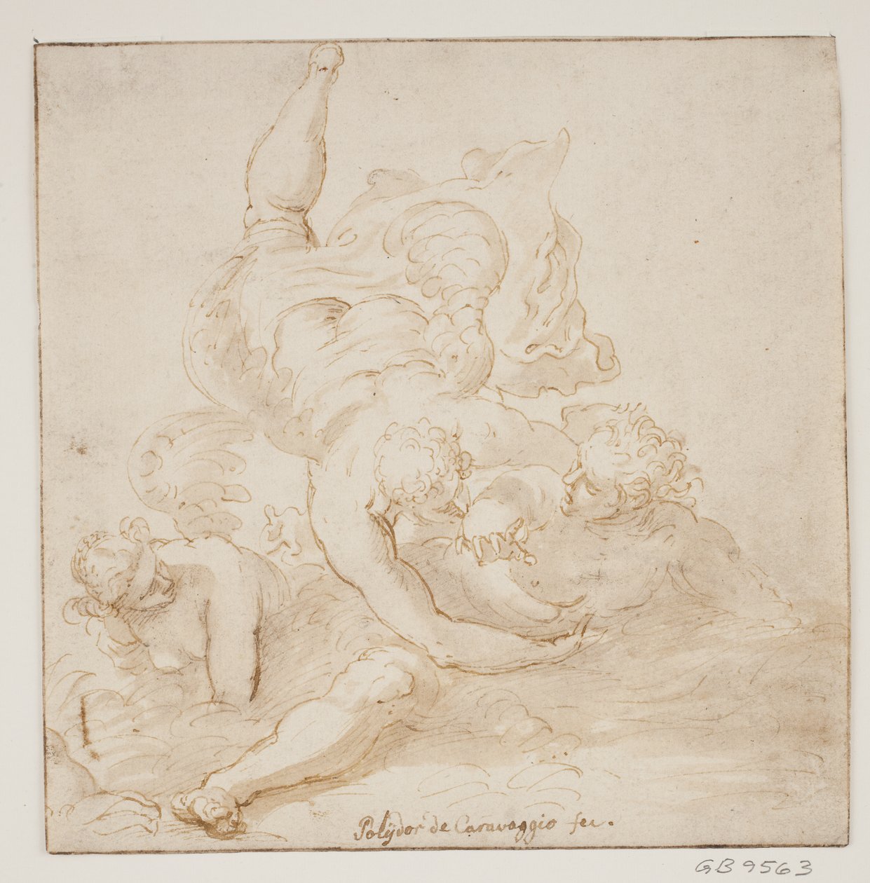Bir adam taşıyan iki melek by Pietro Liberi
