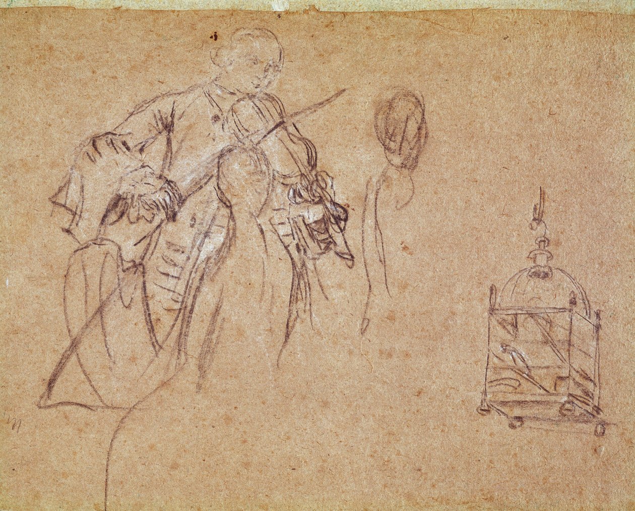 Bir kemancı (Kemancı) Çizimi Pietro Longhi (1702-1785) Venedik, Musee Correr by Pietro Longhi