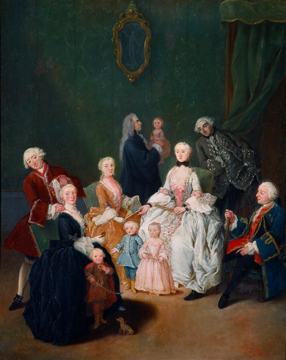 Aile portresi. Pietro Longhi (1702-1785) 1752 tarafından boyama yakl. Güneş. 62x50 cm Venedik, Ca