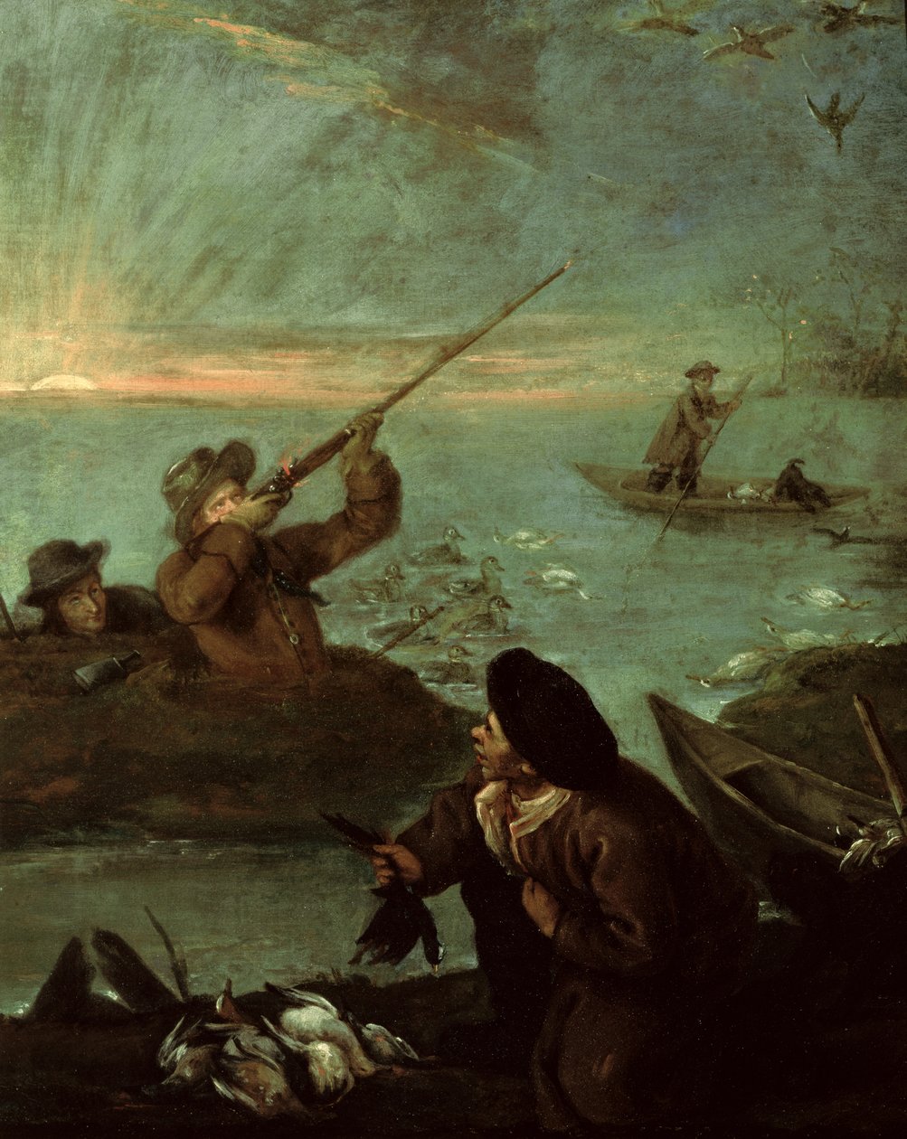 Ördeklere Ateş Eden Avcılar by Pietro Longhi