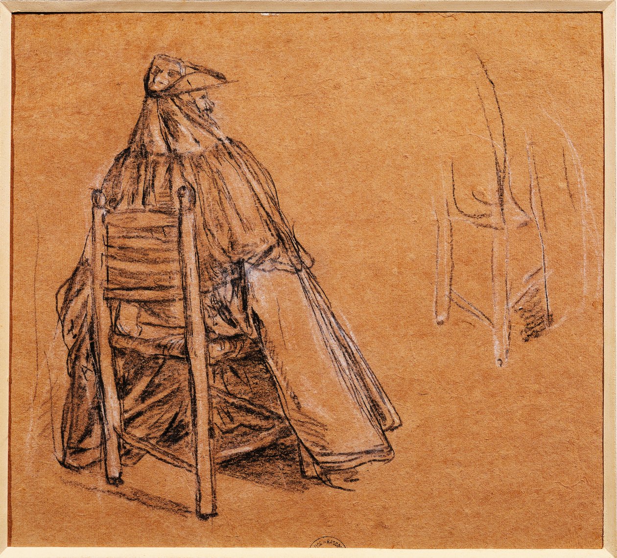 İtalya, Venedik, Maskeli Beyefendi (Gentiluomo con bautta), Pietro Longhi (1702-1785), çizim by Pietro Longhi