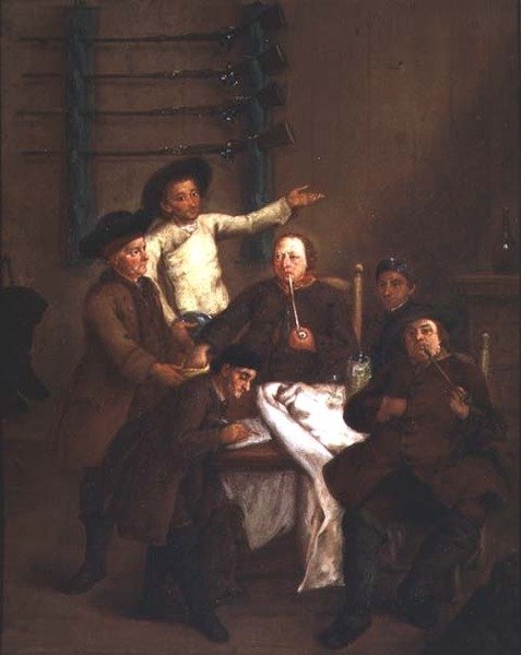 Avcılar Çizim Numaraları (panelde yağlı boya) by Pietro Longhi
