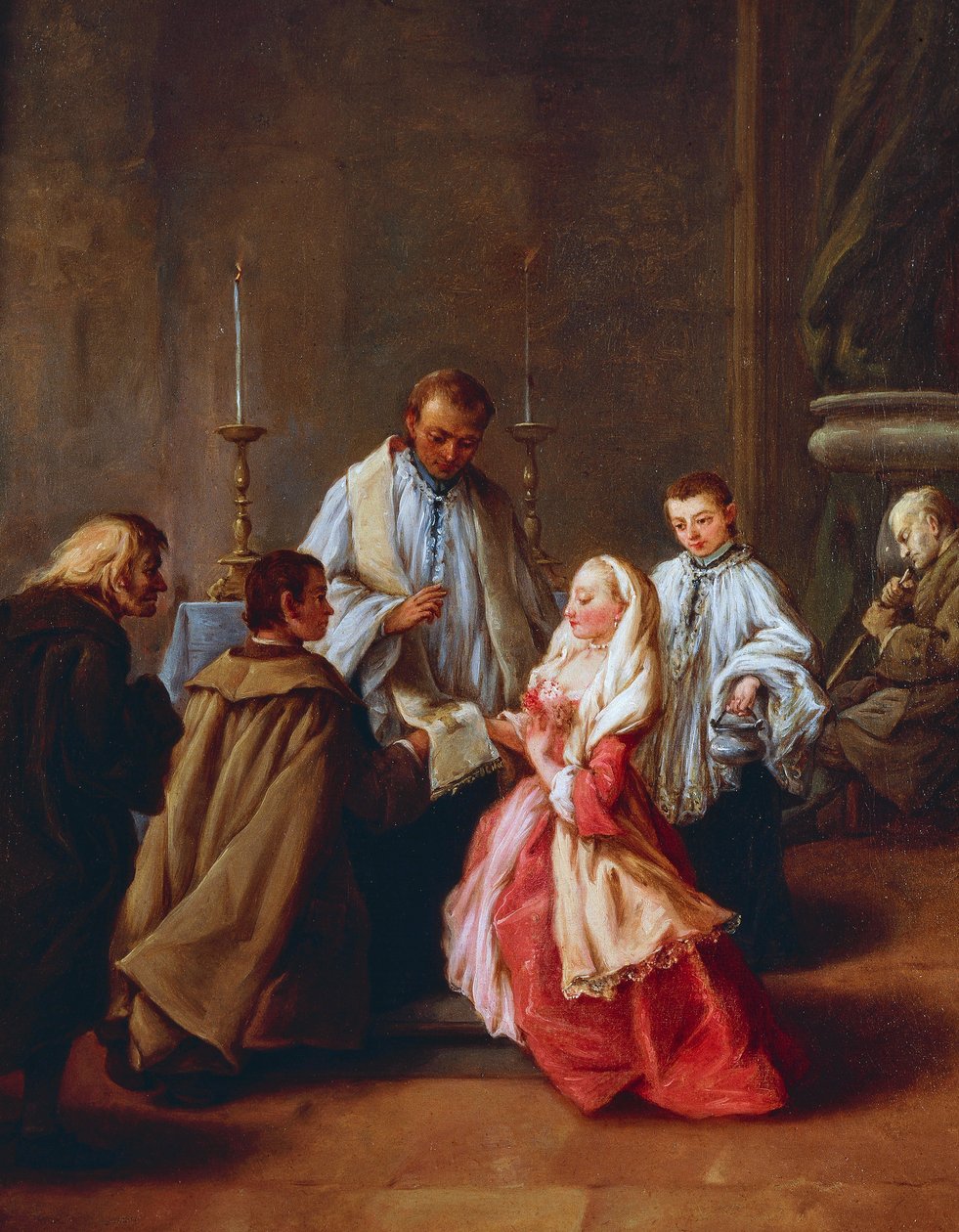 Yedi Ayin: Evlilik, 1755-57 öncesi, Pietro Longhi (1701-1785), tuval üzerine yağlı boya, 61x50 cm. by Pietro Longhi