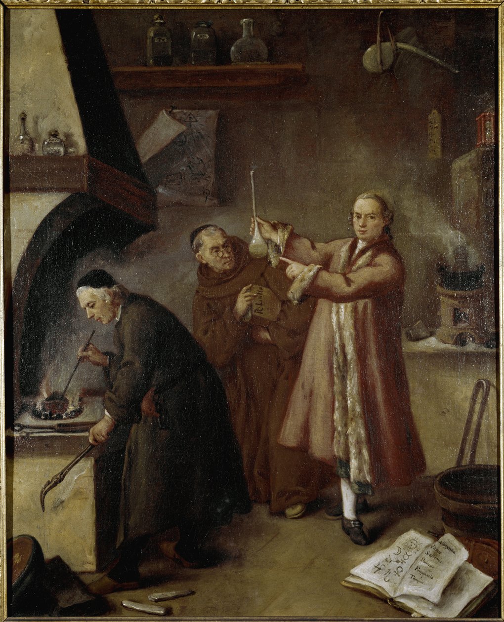 Simyacının laboratuvarı. Resim Pietro Longhi (1702-1785) Palazzo Ca 