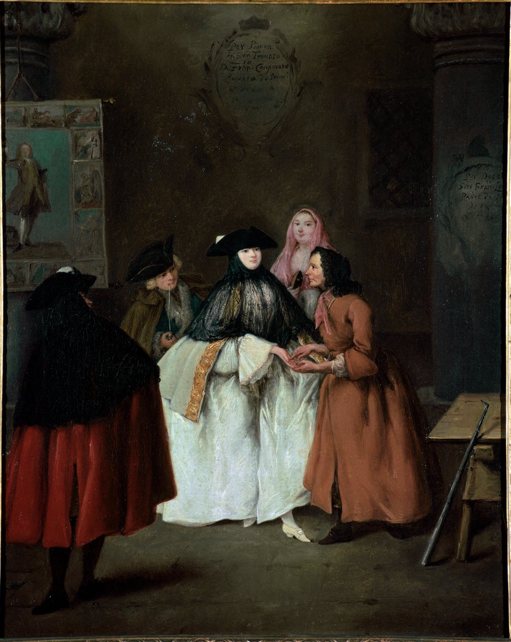 Falcı (Falcı) (Indovina) Tablo Pietro Longhi (1702-1785) 1752-1756 Dim 62x50 cm Venedik, Ca