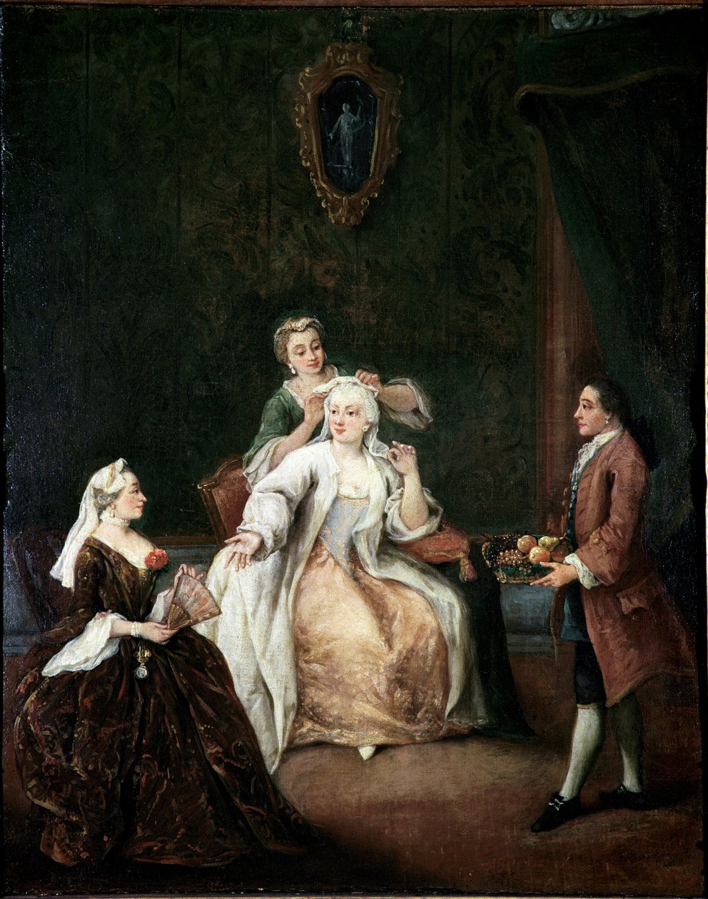 Kuaför (Kuaför) Resim Pietro Longhi (1702-1785) 1760 yakl. Dim 62x50 cm Venedik, Ca 