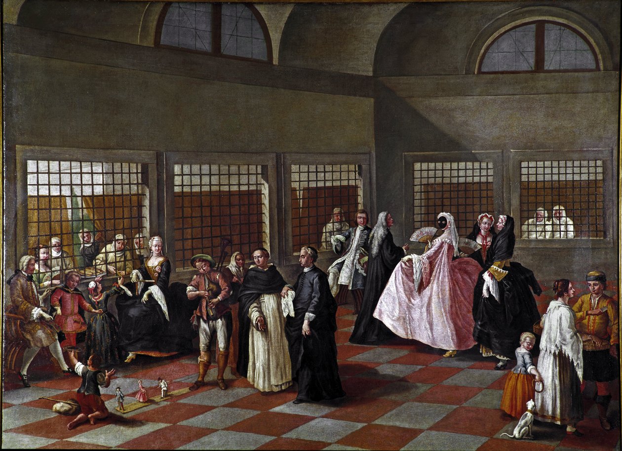 Manastır salonu Pietro Longhi tarafından çevreden tablo (1702-1785) 1750 Dim 96x131 cm Ca 'Rezzonico Venedik by Pietro Longhi