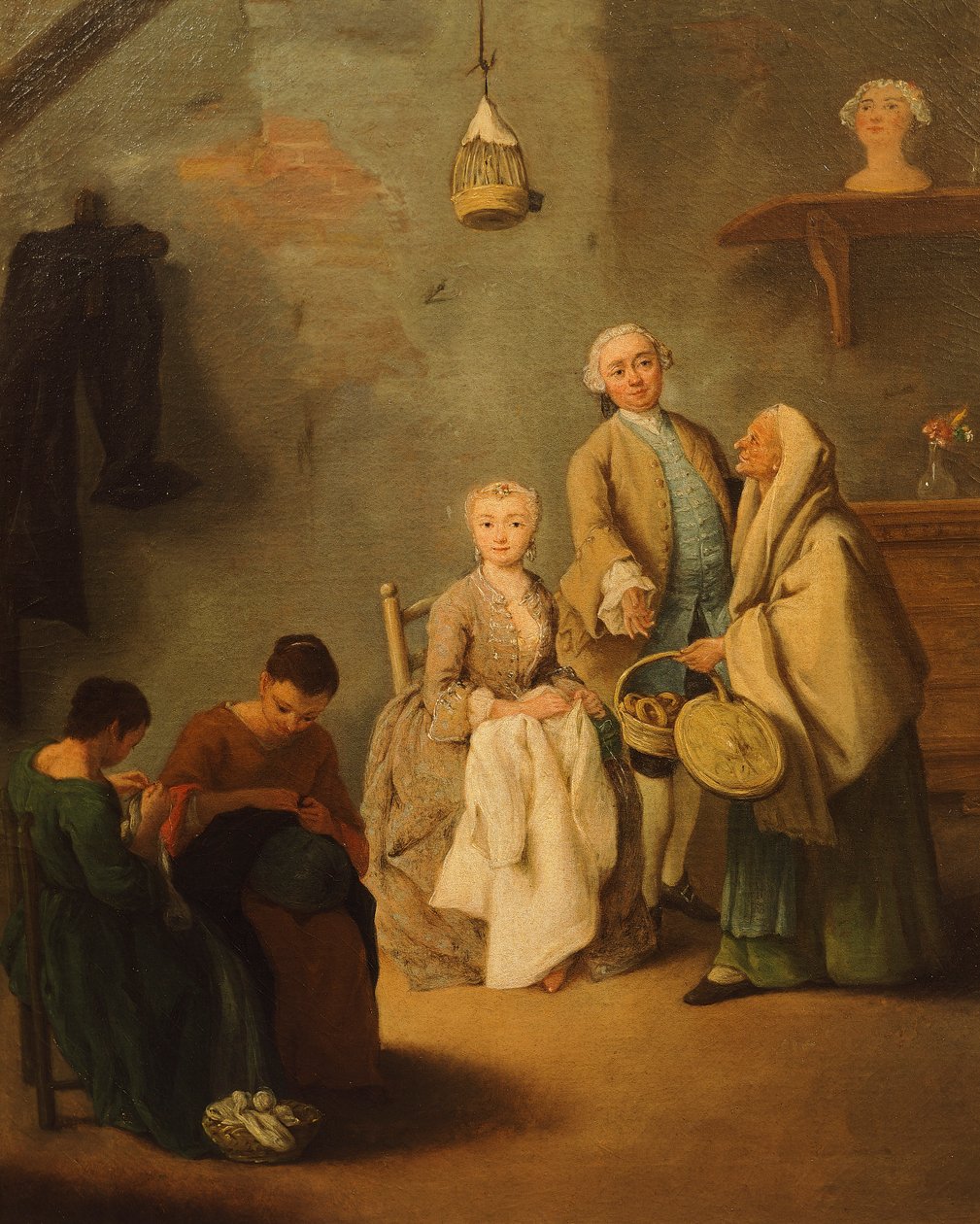 Pietro Longhi (1701-1785) tarafından bussolai (Venedik tatlıları) satıcısı by Pietro Longhi
