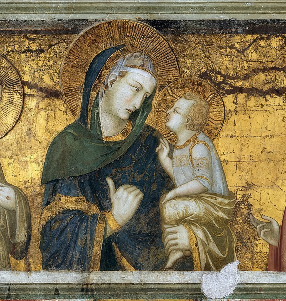 Assisili Francis ile Evangelist John arasındaki Bakire ve Çocuk. Detay. 1315-1319 by Pietro Lorenzetti