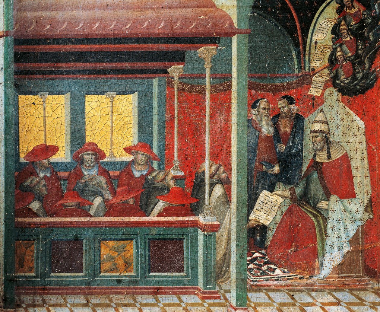 Karmelit kuralını onaylayan Honorius III, Carmine için altarpiece predella