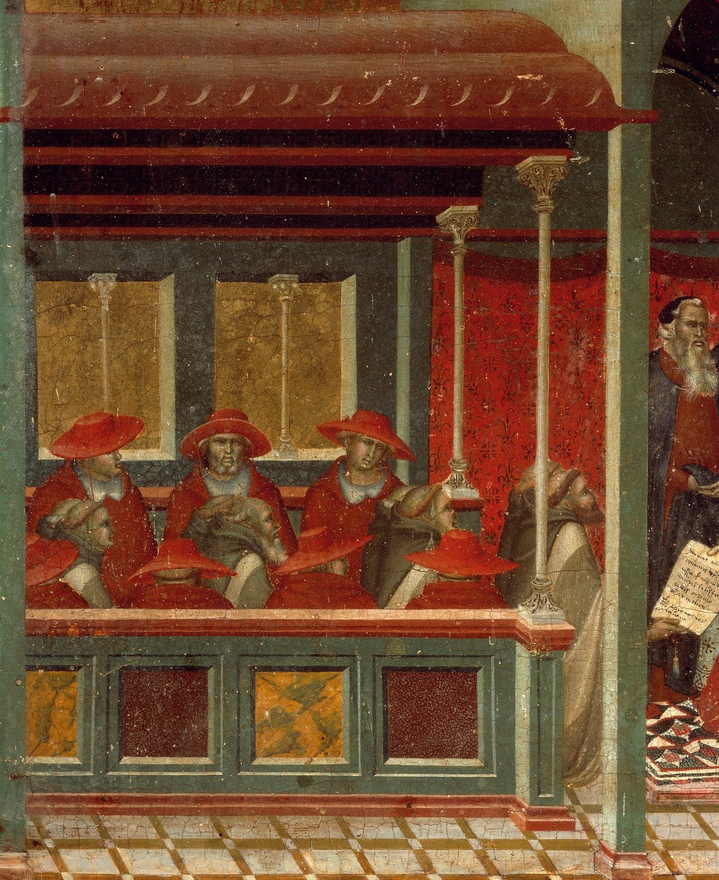 Karmelit kuralını onaylayan Honorius III, Pietro Lorenzetti (yaklaşık 1280-1348) tarafından Carmine için sunak predella