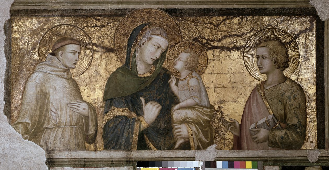 Aziz John ve Aziz Francois Fresco arasındaki Bakire ve Çocuk Pietro Lorenzetti (1280-1348), Assisi (Assisi), Aşağı Bazilika, Orsini Şapeli. by Pietro Lorenzetti