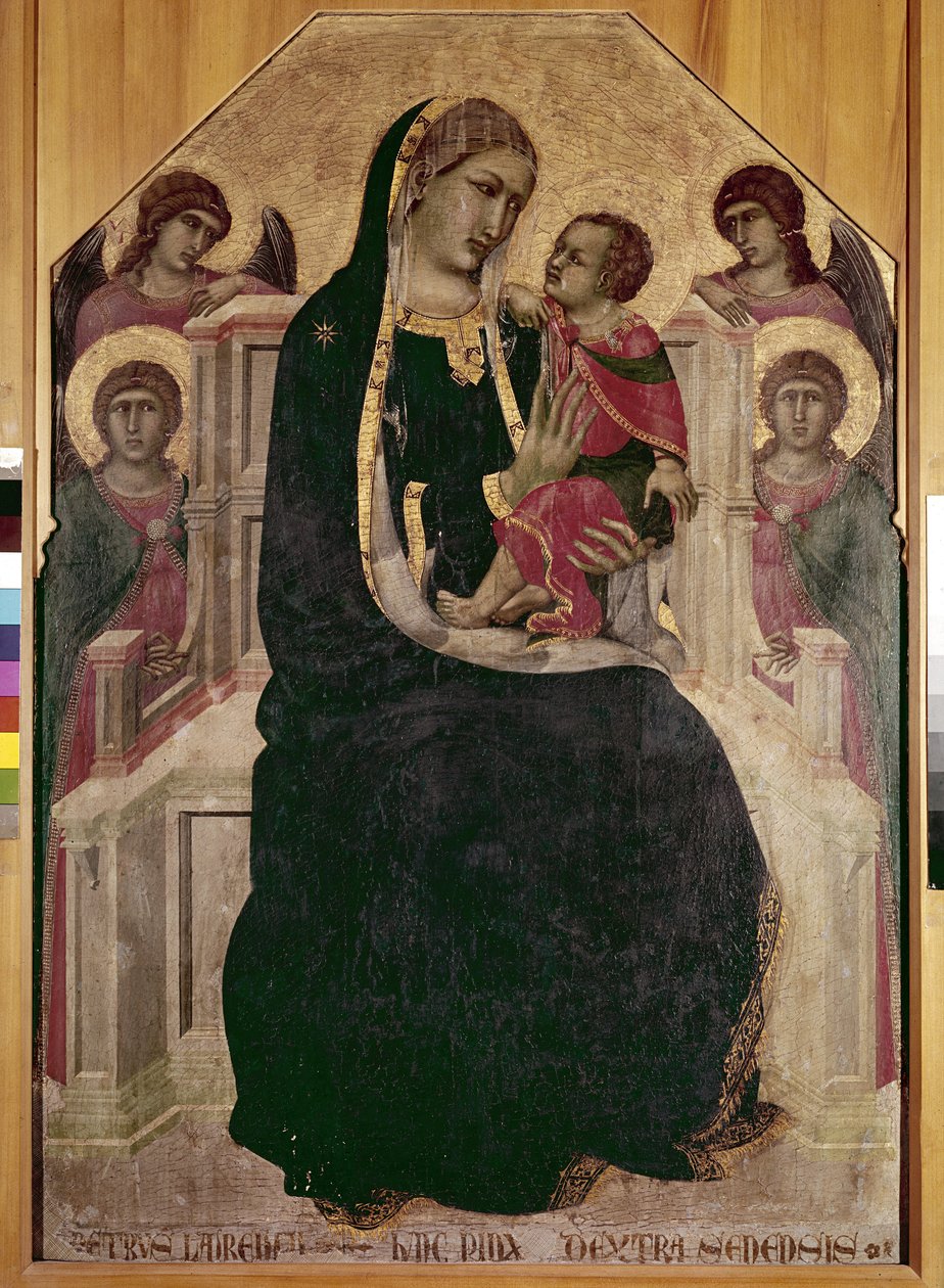 Çocuk İsa ile Tahttaki Bakire (Maesta di Cortona) (ahşap üzerine tempera ve altın yaprak by Pietro Lorenzetti