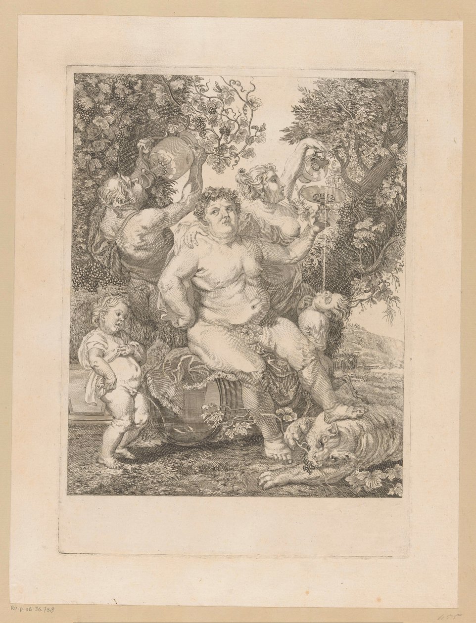 Bir şarap fıçısı üzerinde Bacchus by Pietro Peiroleri