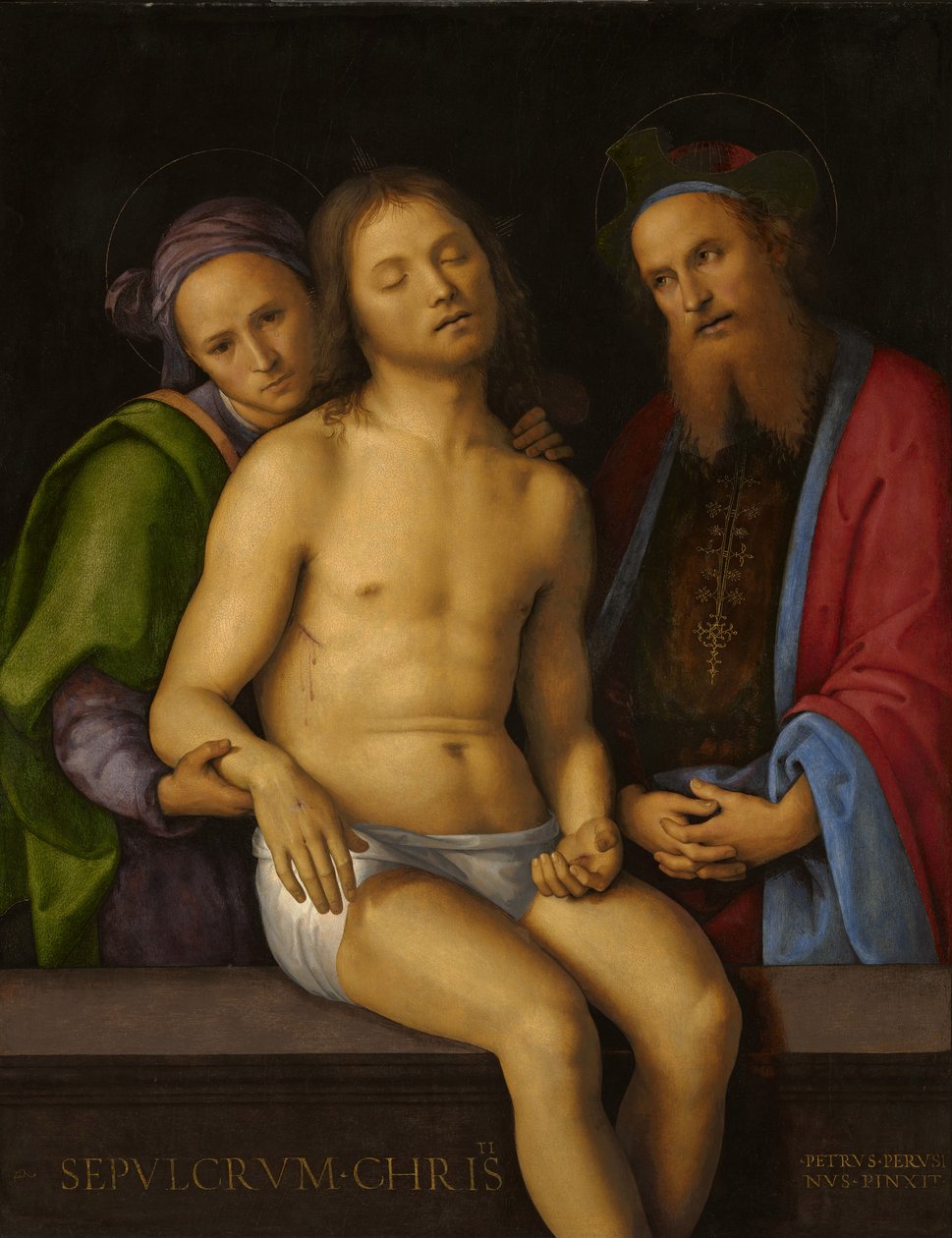 Arimathea Joseph ve Nicodemus ile Ölü İsa by Pietro Perugino
