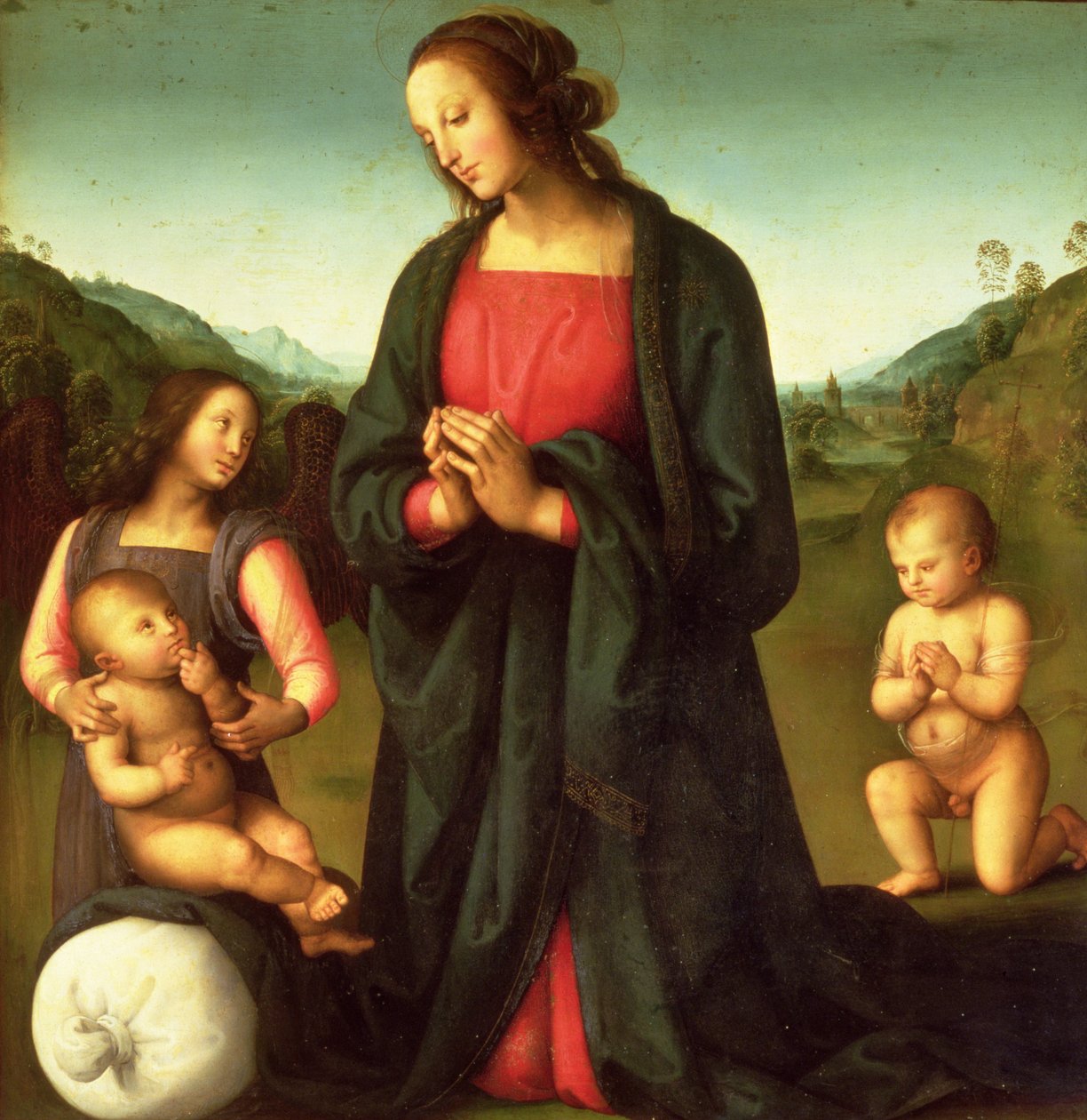 Madonna İsa Çocuğa Tapıyor (Madonna del Sacco) by Pietro Perugino