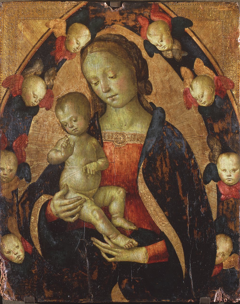 Madonna ve Çocuk, meleklerle çevrili, c.1475 by Pietro Perugino