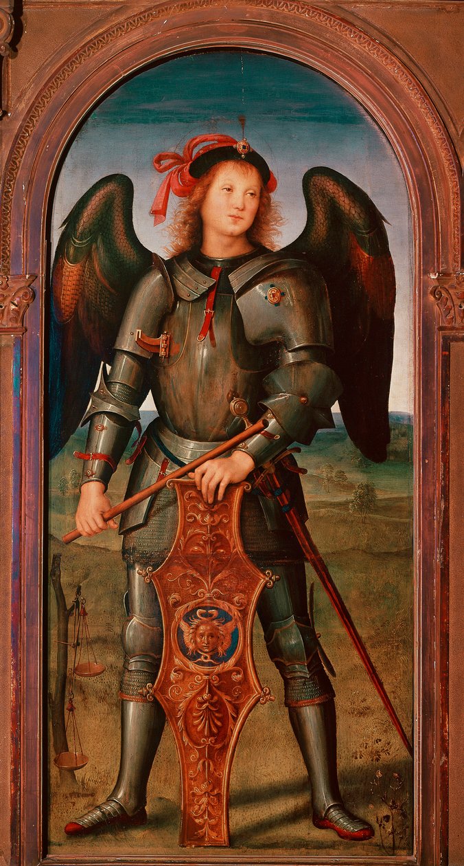 Pavia Chartreuse Poliptiği: “” Başmelek Mikail”” Tablosu Pietro Vannucci dit il Perugino (Perugin by Pietro Perugino