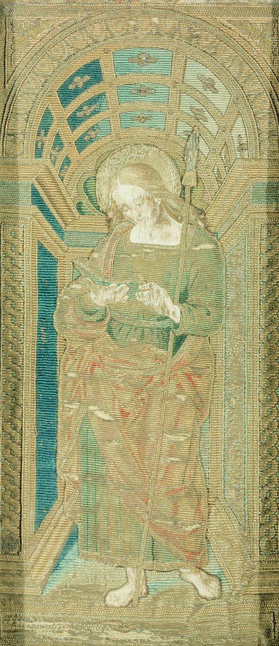 Aziz John Evangelist, Pietro Perugino (1450-1523 dolaylarında), ipek, altın ve gümüş işlemeler by Pietro Perugino