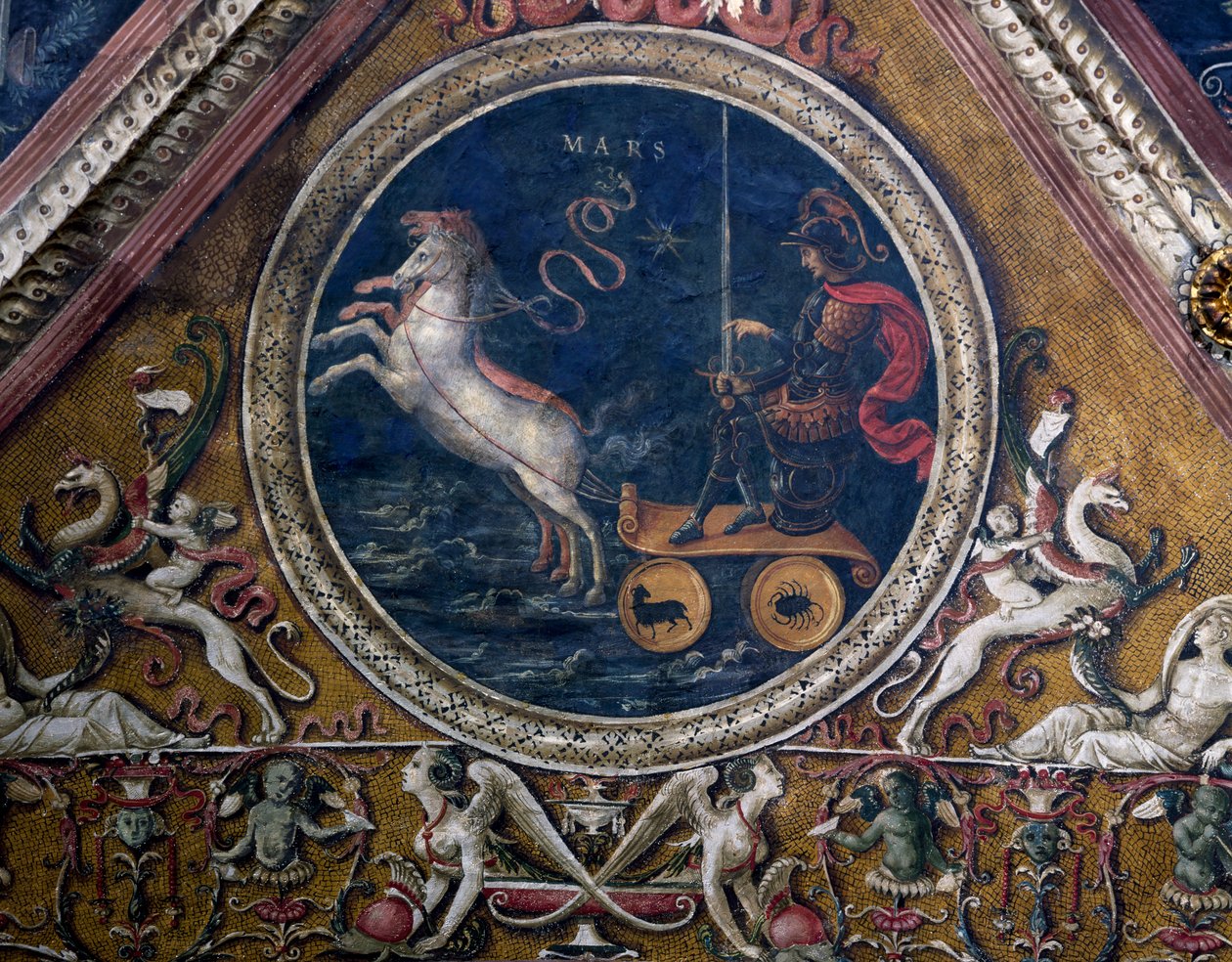 Mars Arabası, alegori, freskten detay Peygamberler ve Sibyller ile Rab by Pietro Perugino