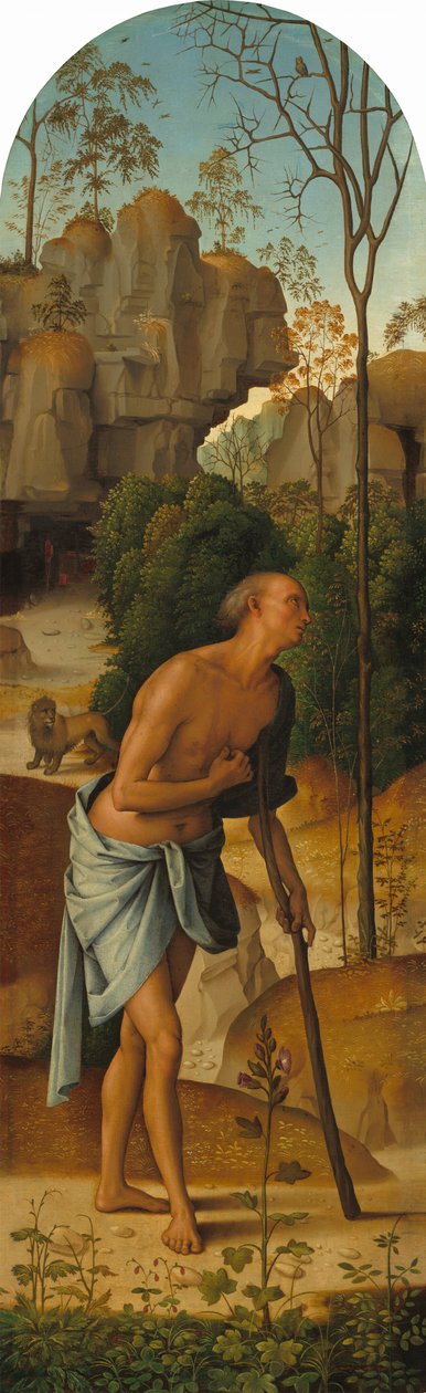 Bakire, Aziz John, Aziz Jerome ve Aziz Mary Magdalene ile Çarmıha Gerilme [sol panel] by Pietro Perugino