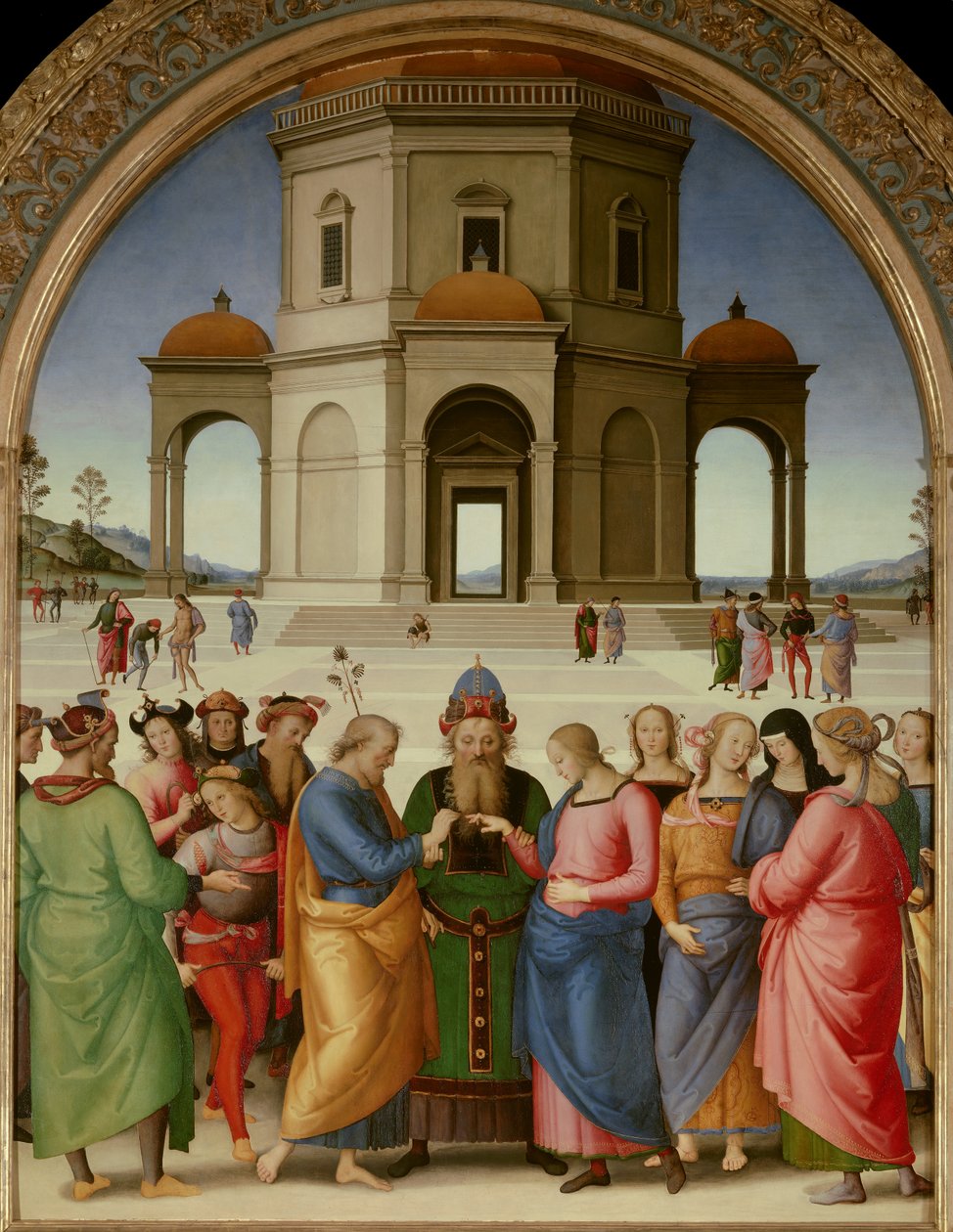 Bakirenin Evliliği Tablo Pietro Vannucci dit Il Perugino (Perugin) (1450-1523) 1504 Güneş. 2,36x1,86 m - Caen, Güzel Sanatlar Müzesi - Bakirenin Evliliği - Pietro Vannucci