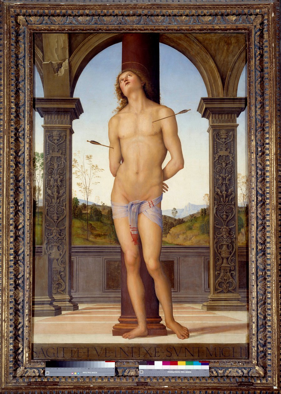 San Sebastian'ın Şehitliği Resim Pietro di Cristoforo Vannucci (Le Perugin veya Il Perugino) (1446-1523) 16. yüzyıl Güneşi 1.76x1.16 m - San Sebastian'ın Şehitliği (veya St Sebastian). Pietro tarafından Cristoforo Vannucci (Il Perugino veya Le) tar by Pietro Perugino