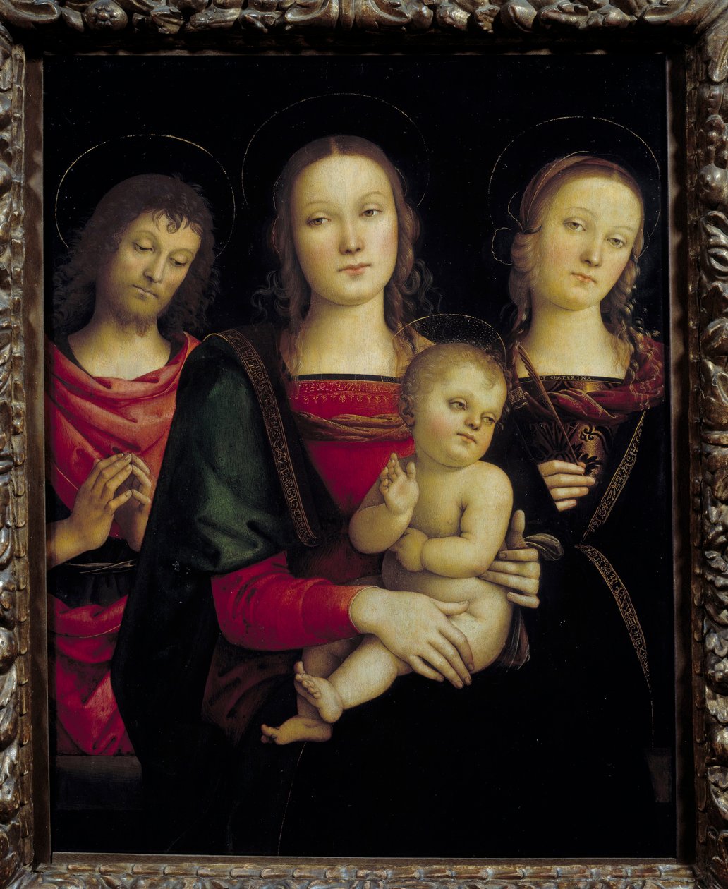 Vaftizci Yahya ve Azize Katerina Tarafından Çevrili Bakire ve Çocuk Tablosu Pietro Vannucci dit il Perugino (Le Perugin) by Pietro Perugino