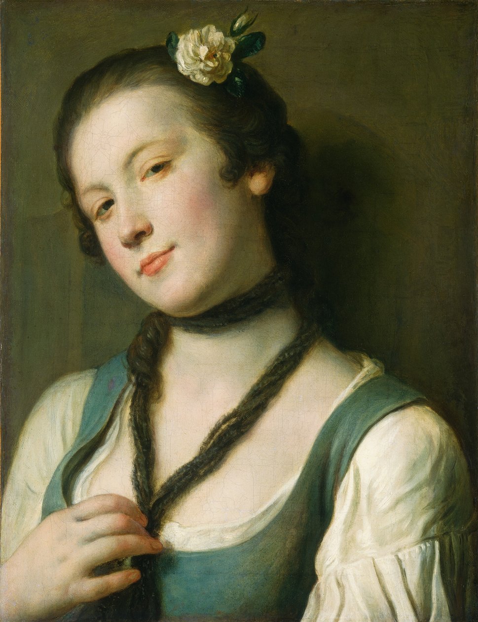 Saçında Çiçek Olan Bir Kız by Pietro Antonio Rotari