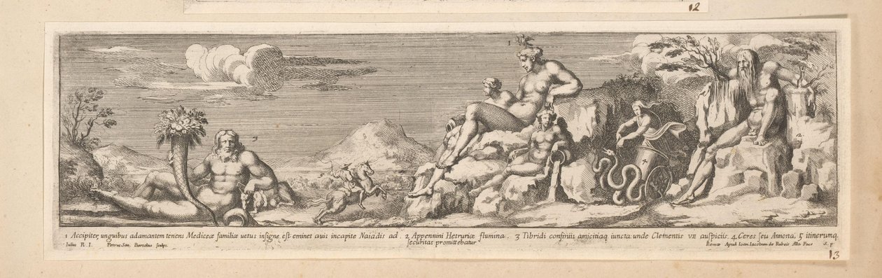 Roma ve Floransa arasındaki rotanın alegorisi İmparator Konstantin Tarihi (dizi başlığı) by Pietro Sante Bartoli