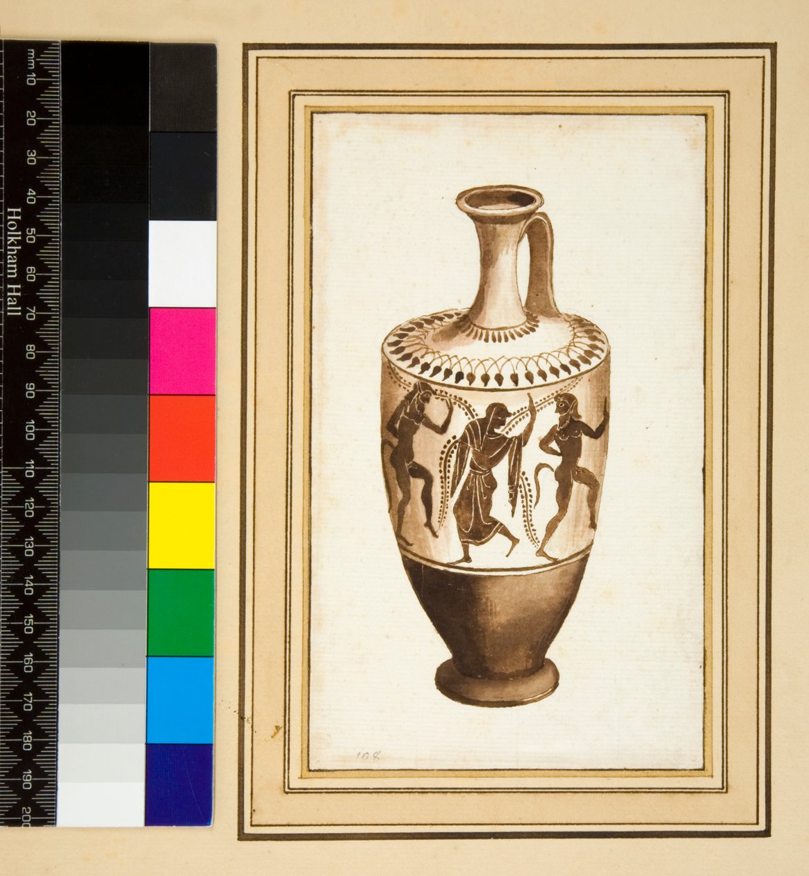 Bir Arkaik Oinochoe (siyah tebeşir, bazıları kalem ve kahverengi mürekkeple. sulu boya ile renklendirilmiş) by Pietro Santi Bartoli