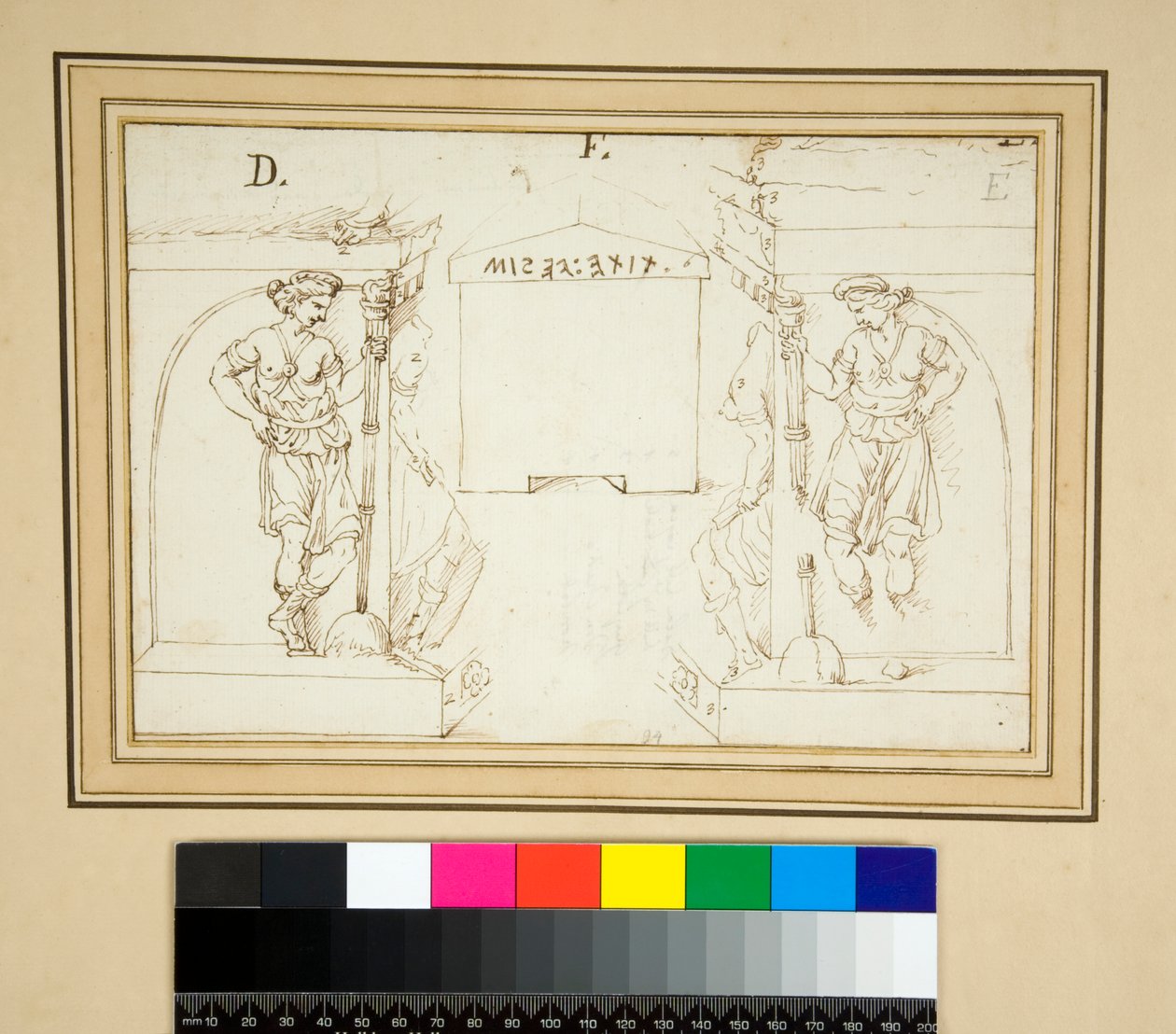 Etrüsk Urn (kalem ve mürekkep) by Pietro Santi Bartoli