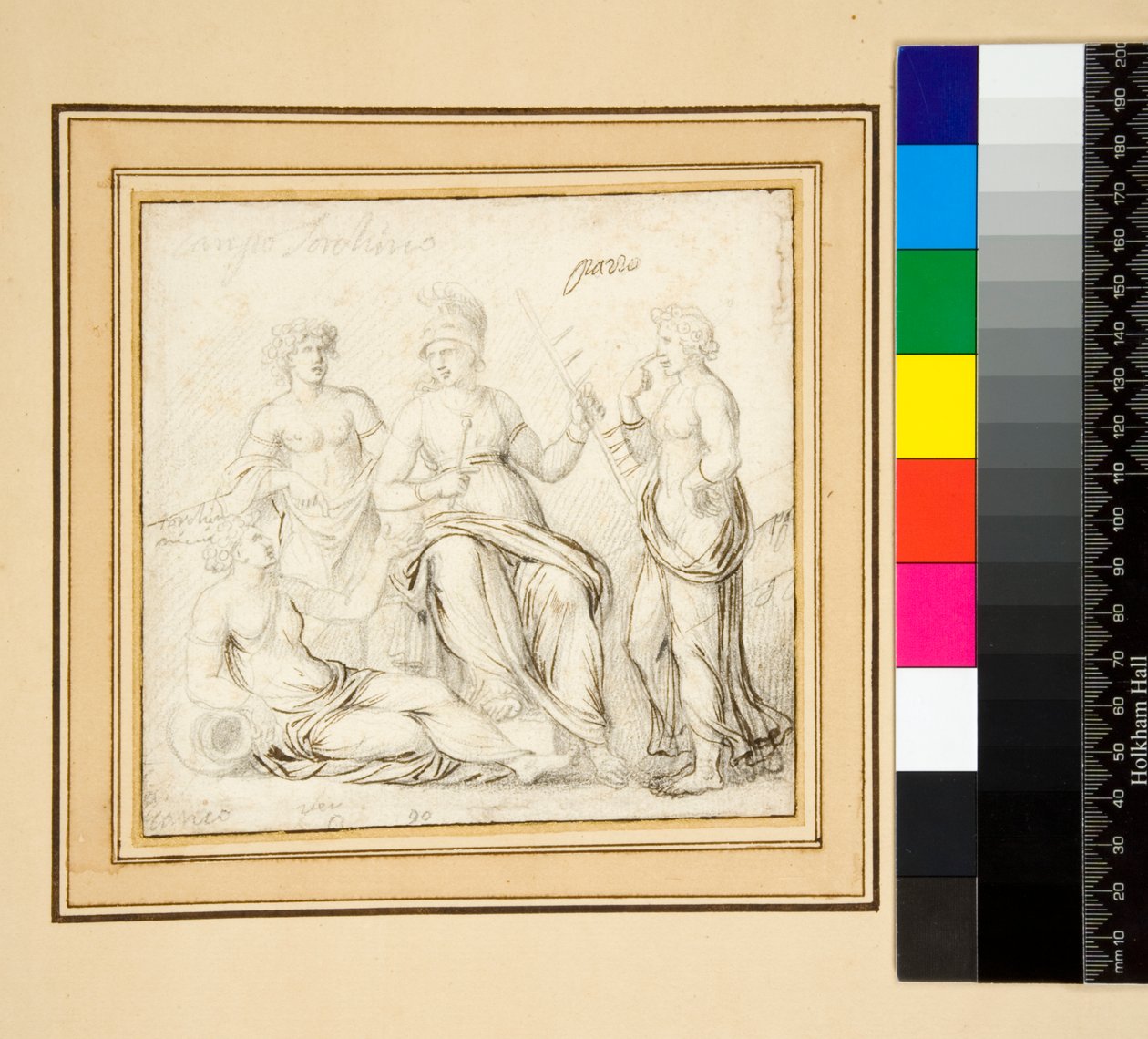 Athena ve üç kadın. (kalem ve kurşun kalem) by Pietro Santi Bartoli