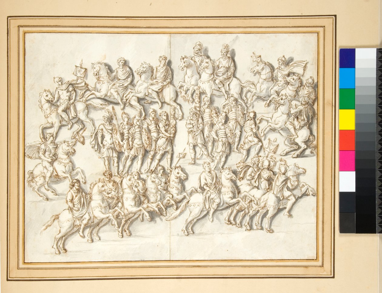 Antoninus Pius sütununun kaidesi, doğu tarafı (kalem ve gri yıkama) by Pietro Santi Bartoli