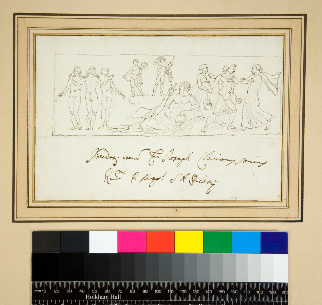 Yaylara ve perilere adanmış kabartma (kalem ve mürekkep) by Pietro Santi Bartoli