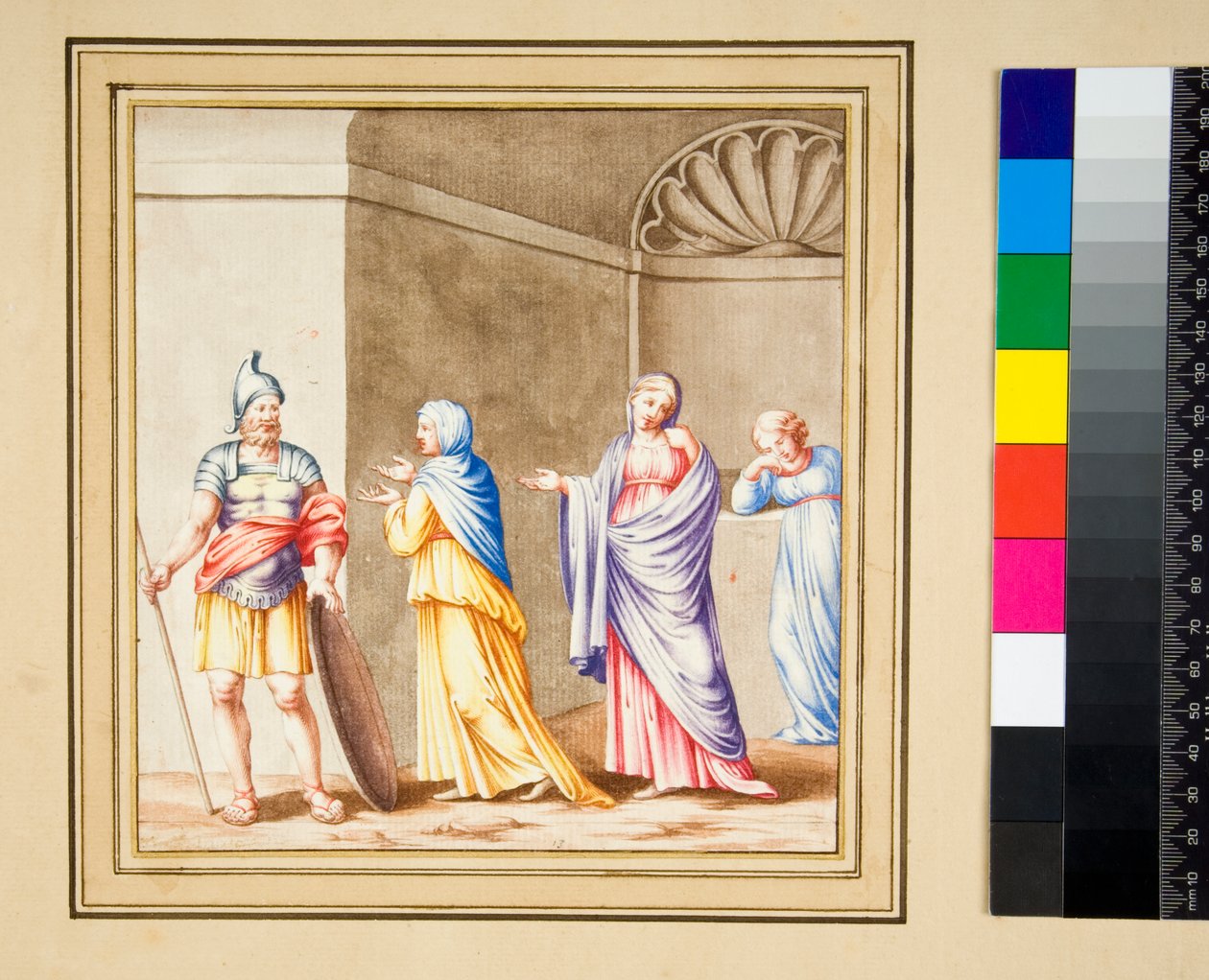 Sözde Coriolanus (siyah tebeşir, bazıları kalem ve kahverengi mürekkeple. sulu boya ile renklendirilmiş) by Pietro Santi Bartoli